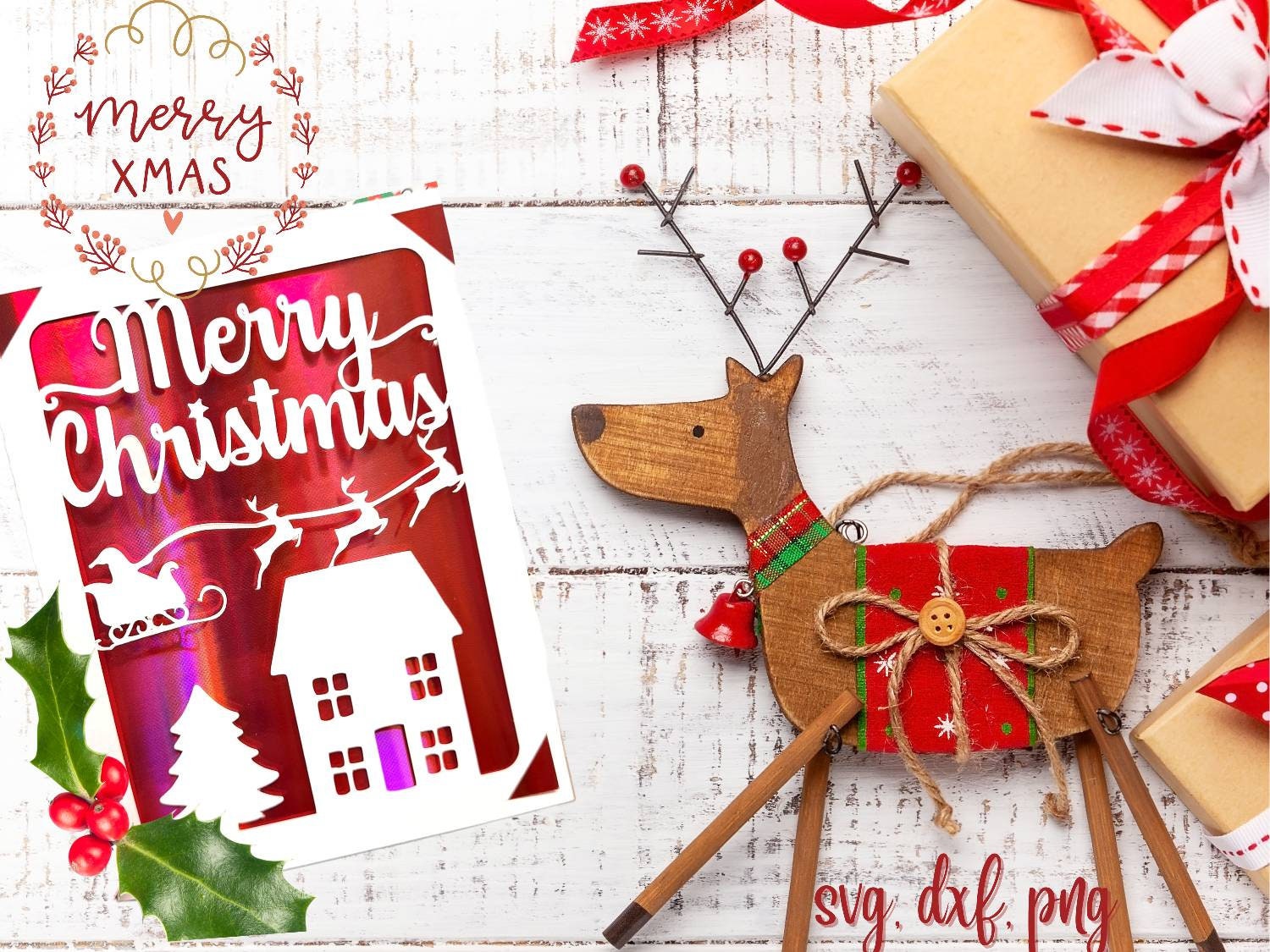 Christmas Svg Card. Digital File Compatible With Cricut and Silhouette ...