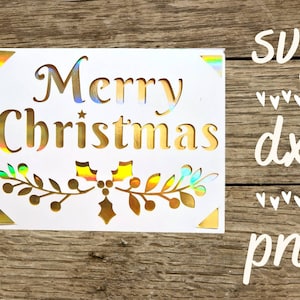 Merry Christmas svg card. Digital file compatible with cricut and silhouette cutting machines