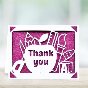 SVG-Dankeschön-Apple-Karte für Lehrer Anerkennung. Digitale Datei kompatibel mit Cricut und Silhouette Maschinen