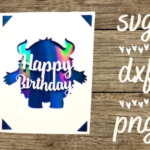 Monster svg card. Digital file compatible with cricut and silhouette machines
