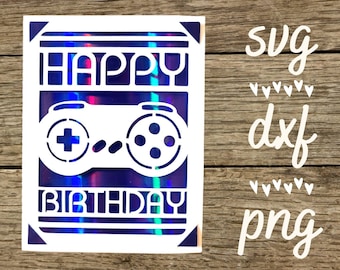 Happy birthday game controller svg card - snes. Digital file compatible with cricut and silhouette machines