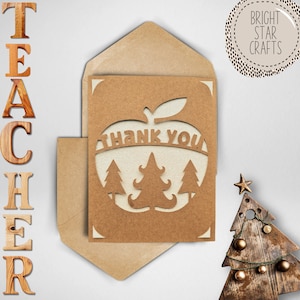 Tarjeta svg de Navidad del profesor. Archivo digital compatible con máquinas silueta y cricut (y cricut joy)