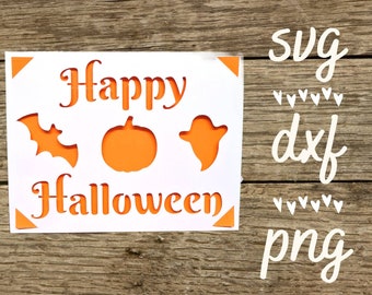 Joy ready - 4.25 x 5. 5 inch Card  Happy halloween. Digital file compatible with cricut and silhouette machines