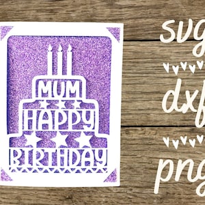 Mama Geburtstag svg Karte. Digitale Datei kompatibel mit Cricut- und Silhouette-Maschinen