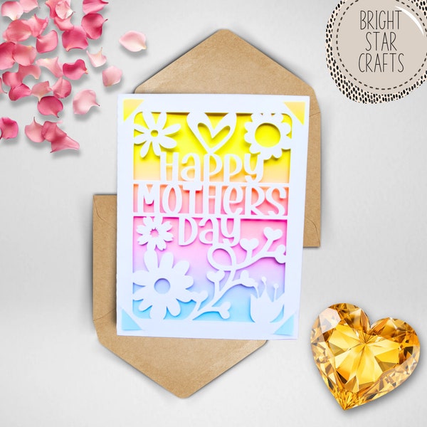 Svg Mothers day card. Digital file compatible with cricut and silhouette machines