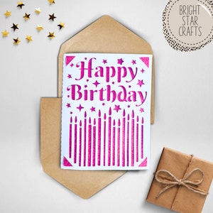 Velas svg tarjeta de cumpleaños. Archivo digital compatible con máquinas de corte cricut y silueta