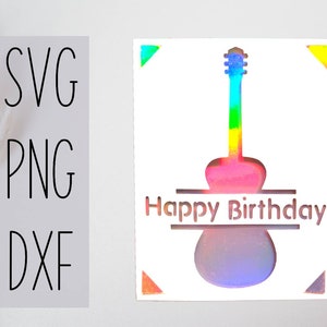 Gitaar verjaardag svg kaart. Digitaal bestand compatibel met cricut en silhouet snijmachines