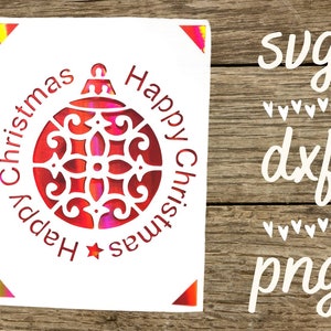 Tarjeta svg de adorno navideño. Archivo digital compatible con máquinas de corte de cricut y silueta