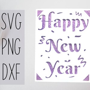 Cartão SVG de feliz ano novo. Arquivo digital compatível com cricut e silhueta cameo svg
