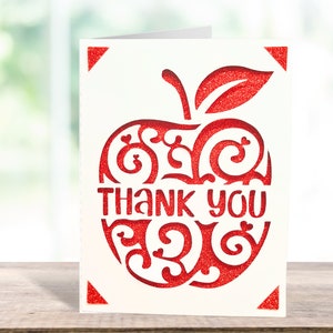 Svg thank you apple card for teacher appreciation. Digital file compatible with cricut and silhouette machines