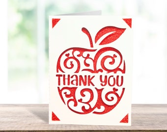 Svg thank you apple card for teacher appreciation. Digital file compatible with cricut and silhouette machines