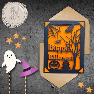 Carte SVG d’Halloween. Fichier numérique compatible avec les machines cricut et silhouette