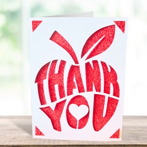 Bedankt Apple-svg-kaart. Digitaal bestand compatibel met cricut- en silhouette-machines