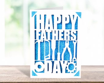 Father's day svg card - tools. Digital file compatible with silhouette cameo machines