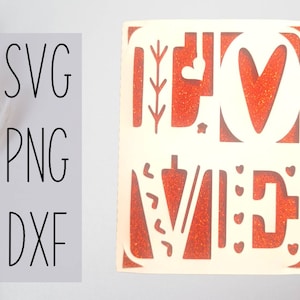 Liebe svg Karte. Digitale Datei, die mit Cricut- und Silhouette-Maschinen kompatibel ist