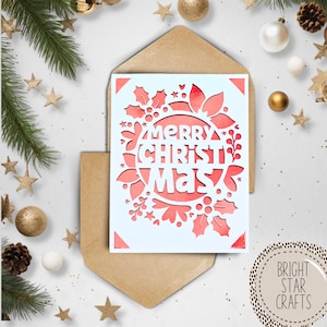 Feliz Navidad tarjeta svg digital. Archivo digital compatible con máquinas cricut y silueta