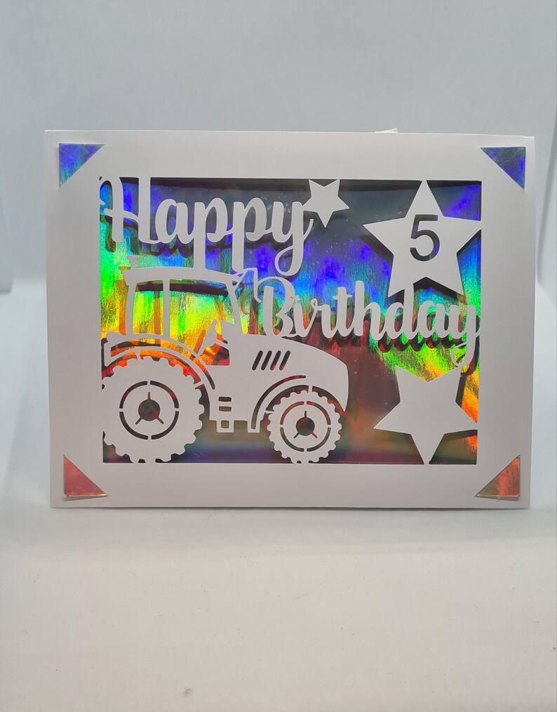 Download 4.25 x 5. 5 inch Card Happy birthday 5 tractor. Digital ...