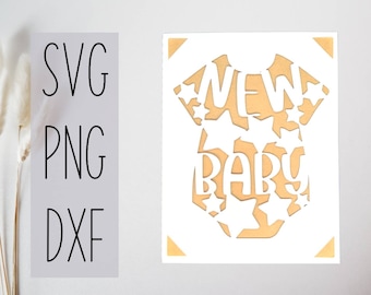New baby svg card. Digital file compatible with cricut and silhouette cutting machines