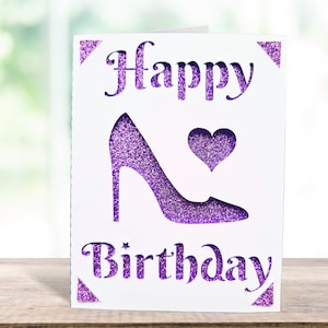 Shoe birthday svg card. Digital file compatible with cricut and silhouette cutting machines