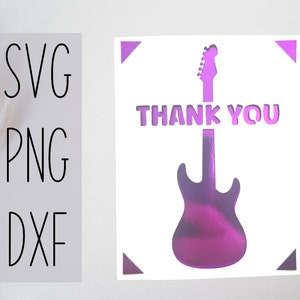 Bedankt elektrische gitaar svg kaart. Digitaal bestand compatibel met cricut- en silhouetsnijmachines