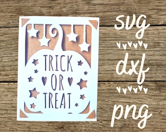 Trick or Treat Halloween svg card . Digital file compatible with cricut and silhouette machines