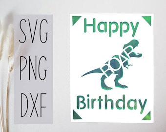 Dinosaur svg birthday card. Digital file compatible with cricut and silhouette machines