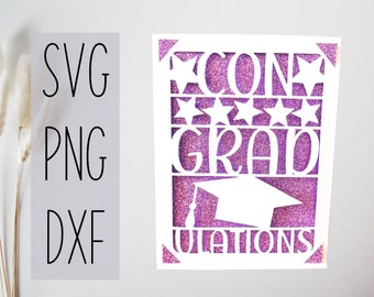 Carte de graduation svg. Fichier numérique compatible avec les machines cricut et silhouette