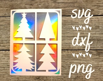 Christmas trees digital svg card. Digital file compatible with cricut and silhouette machines