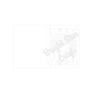 May include: A black and white printable design for a Happy Birthday card with gardening tools and the text "Happy Birthday" and "Bright Star Crafts".