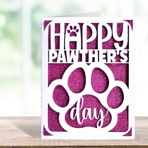 Happy pawther's day huisdier svg-kaart. Digitaal bestand dat compatibel is met silhouette cameo's