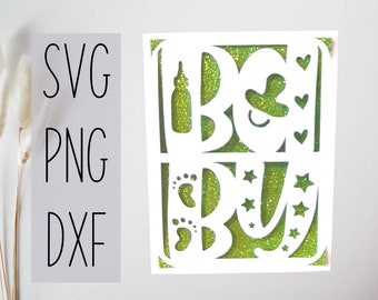 Tarjeta svg bebé. Archivo digital compatible con máquinas cricut y silueta
