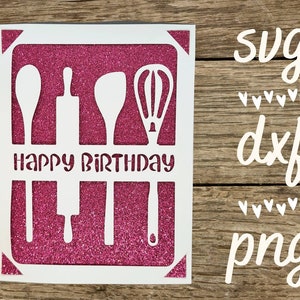 Baking svg birthday card. Digital file compatible with cricut and silhouette machines