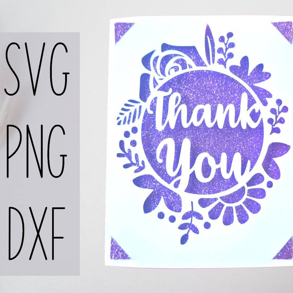 Thank you svg card. Digital file compatible with cricut and silhouette cutting machines