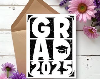 Tarjeta SVG de graduación 2025. Archivo digital compatible con Cricut y Silhouette.