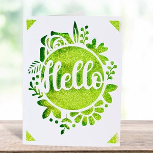 Hello svg card. Digital file compatible with cricut and silhouette cutting machines