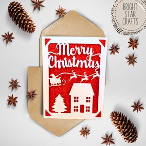Weihnachten svg Karte. Digitale Datei kompatibel mit Cricut und Silhouette Schneidemaschinen