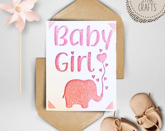 Baby girl svg card. Digital file compatible with cricut and silhouette machines