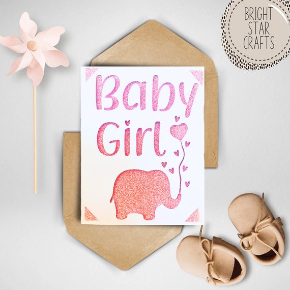 Baby girl svg card. Digital file compatible with cricut and silhouette machines