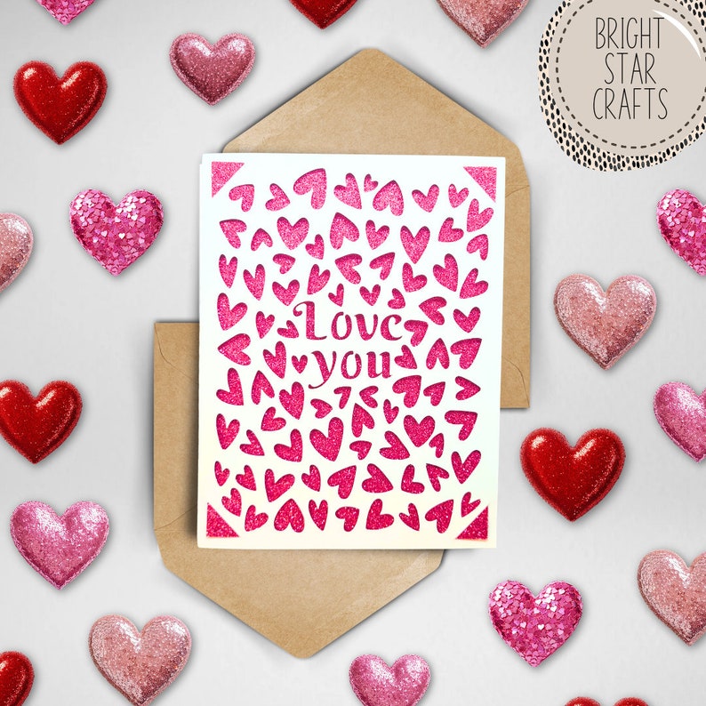 Love You Svg Heart Card . Digital File Compatible With Cricut and ...