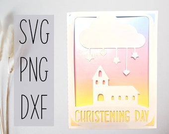 Christening day digital svg card. Digital file compatible with cricut and silhouette machines