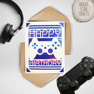 Game controller birthday svg card. Digital file compatible with cricut and silhouette cutting  machines