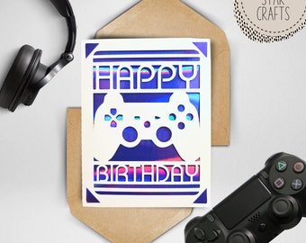 Game controller birthday svg card. Digital file compatible with cricut and silhouette cutting  machines