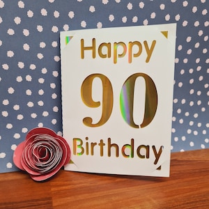 Svg card Happy birthday 90. Digital file compatible with cricut and silhouette machines