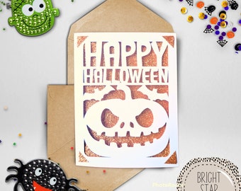 Halloween Pumpkin svg card . Digital file compatible with cricut and silhouette cutting machines