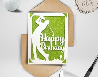 Golf svg birthday card. Digital file compatible with cricut and silhouette cutting machines