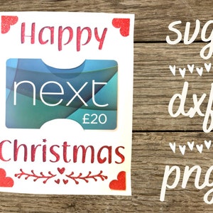Tarjeta regalo de Navidad, tarjeta svg. Archivo digital compatible con máquinas de corte de cricut y silueta