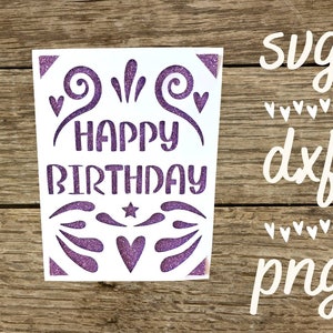 Alegria pronta - cartão de 4,25 x 5,5 polegadas Feliz aniversário. Arquivo digital compatível com máquinas cricut e silhueta