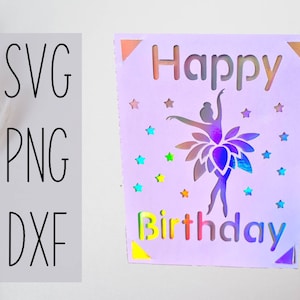 Ballerina birthday svg card. Digital file compatible with cricut and silhouette machines