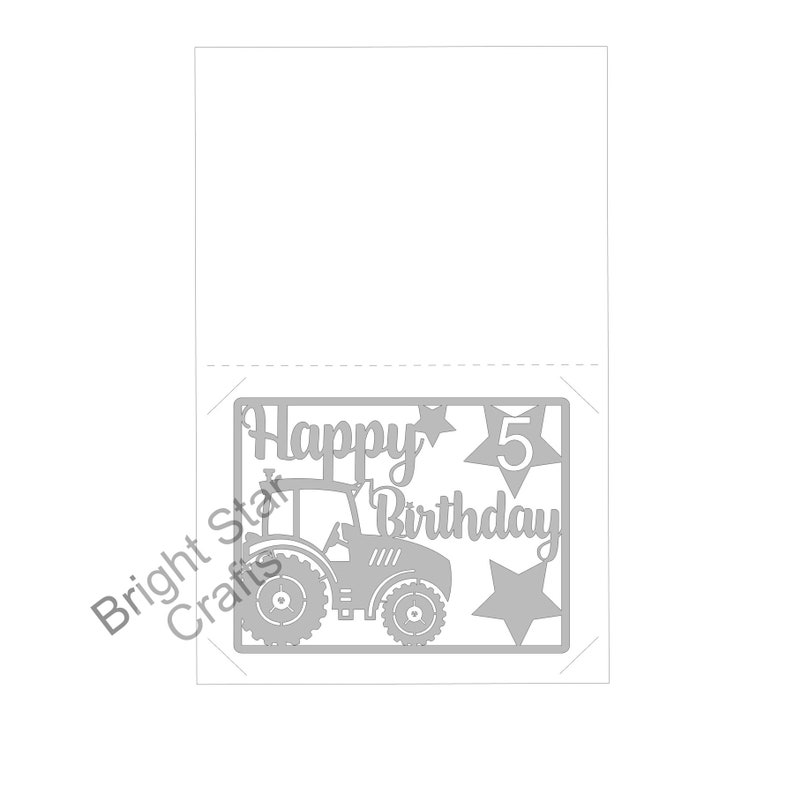 Download 4.25 x 5. 5 inch Card Happy birthday 5 tractor. Digital ...