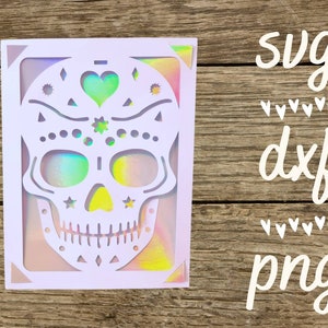 Tarjeta de calavera Svg Jewel. Archivo digital compatible con máquinas cricut y silhouette